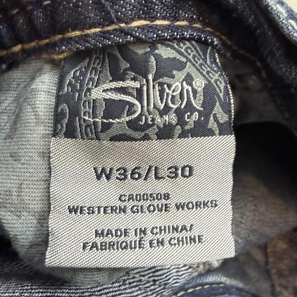 VTG Y2K Silver Jeans Co Gordie Blue Denim Stretch Baggy Men's Size 36x30 Grunge - Picture 8 of 8